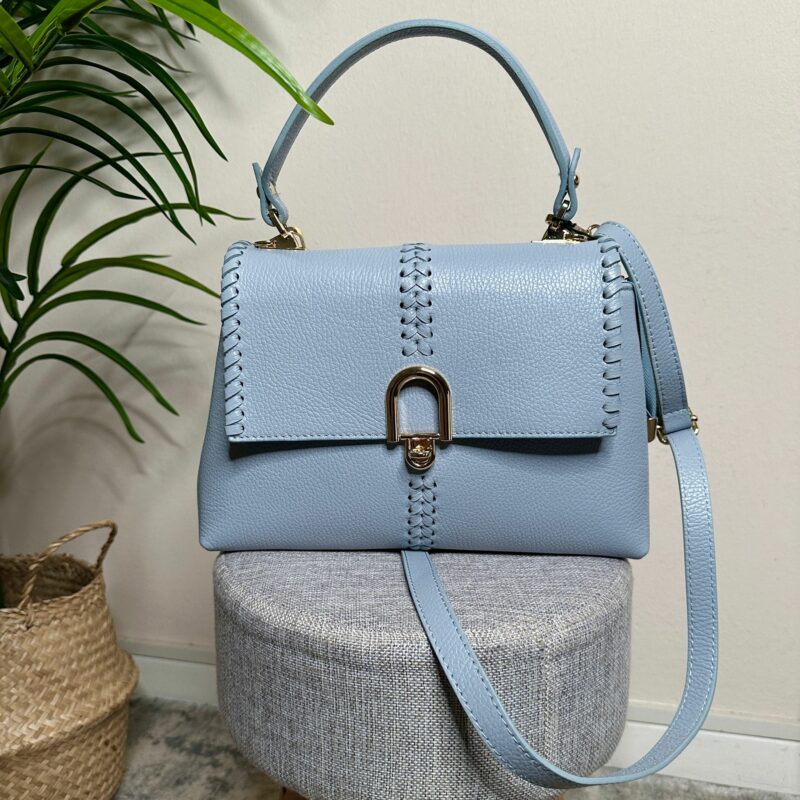 Borsa cuciture azzurra