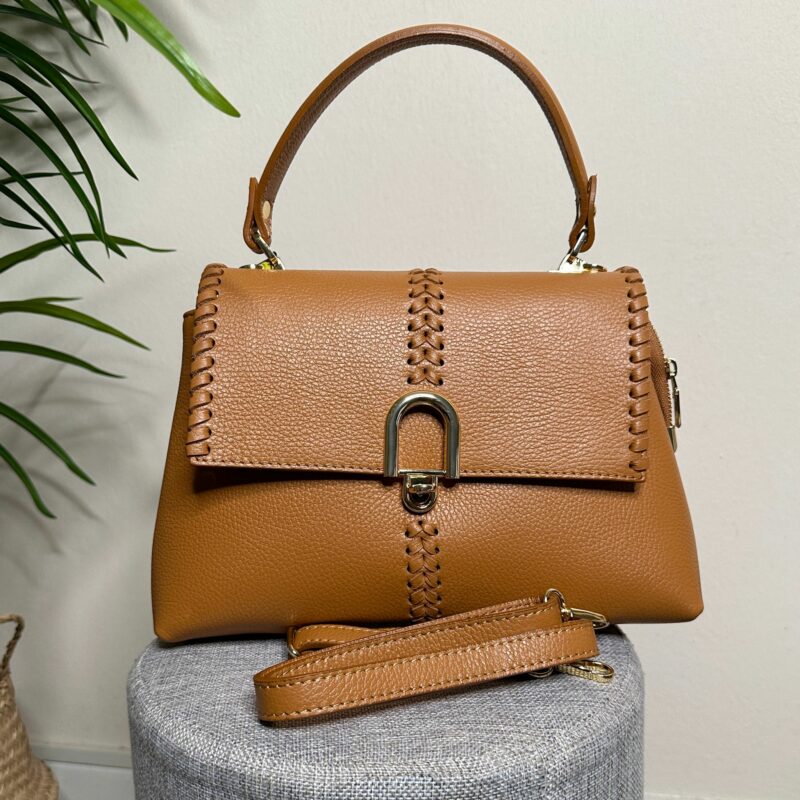 Borsa cuciture cuoio