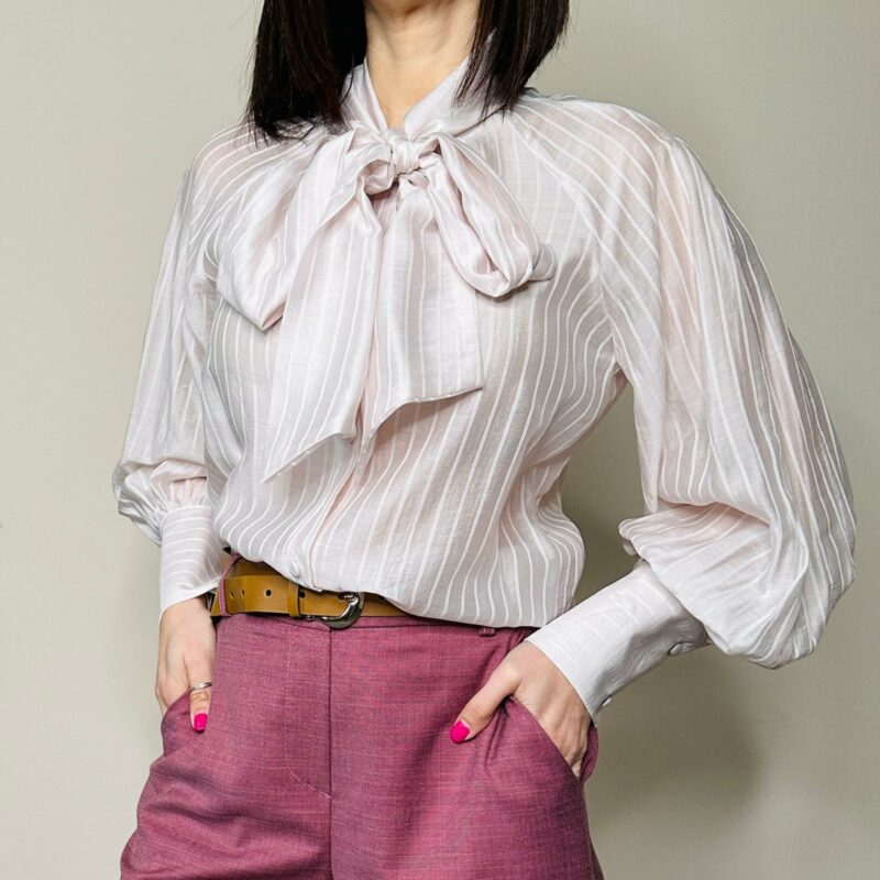 TENSIONE - Camicia fiocco cipria