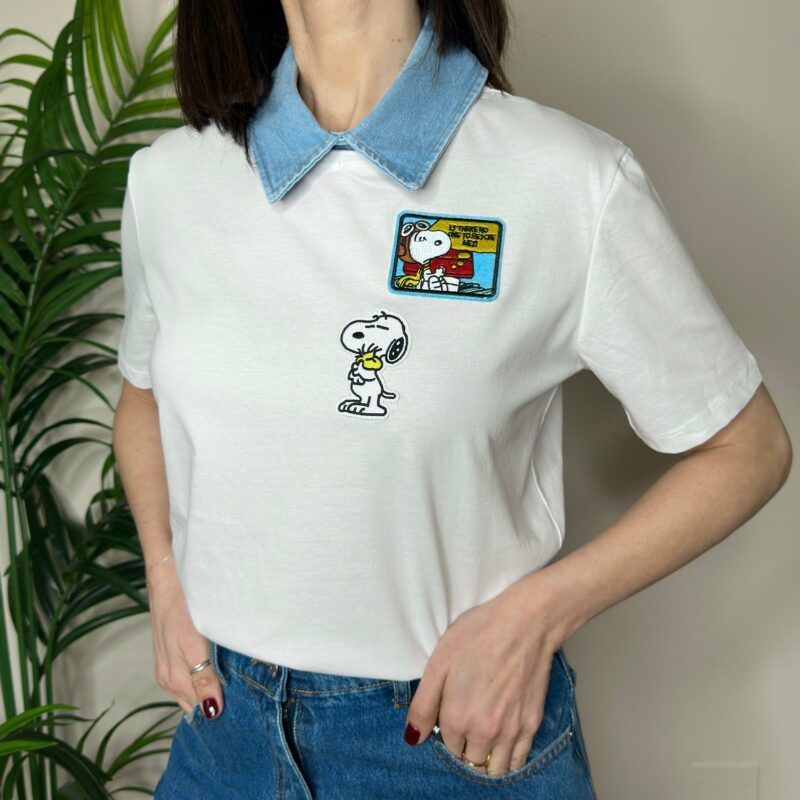 TENSIONE IN - T-shirt colletto denim