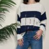 HAVEONE – Maglione righe blu paillettes multicolor