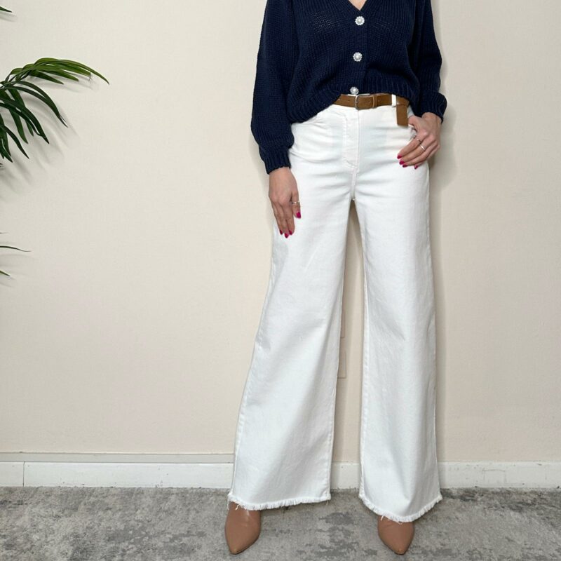 TENSIONE IN - Jeans palazzo orlo sfrangiato