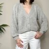 HAVEONE – Cardigan corto bottone gioiello grigio