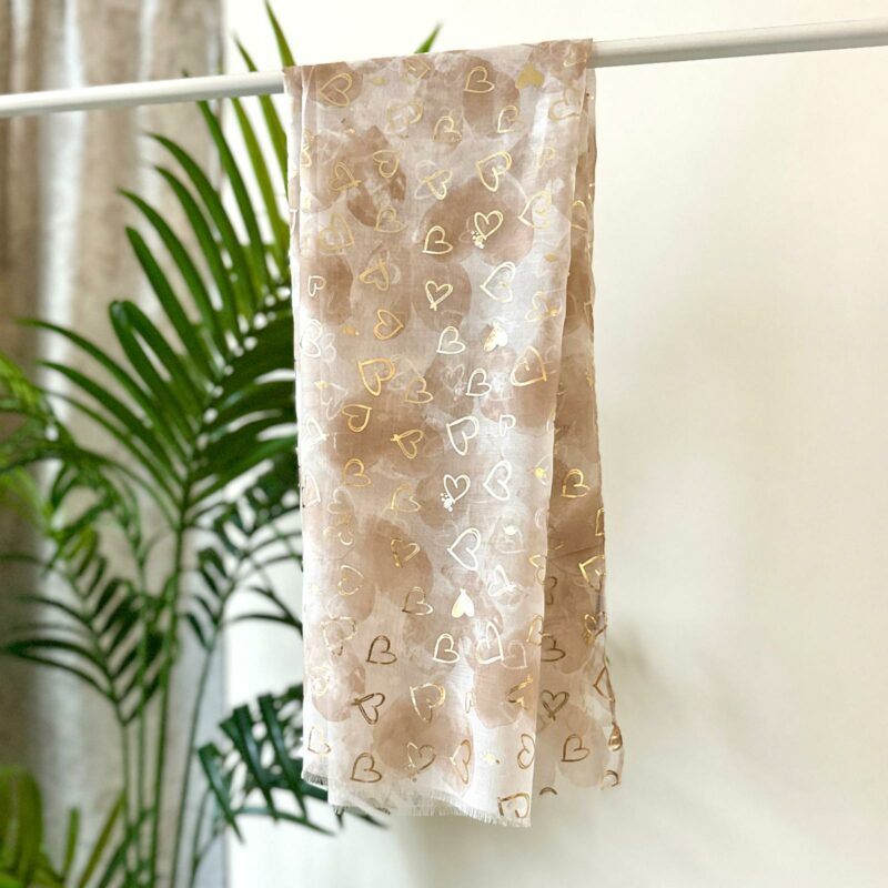 Pashmina cuori piccoli sabbia