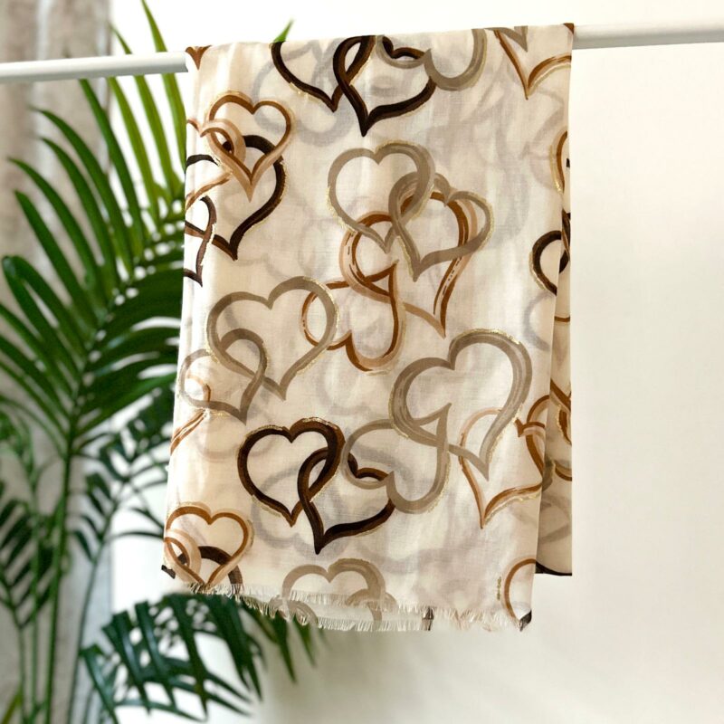 Pashmina cuori grandi moca