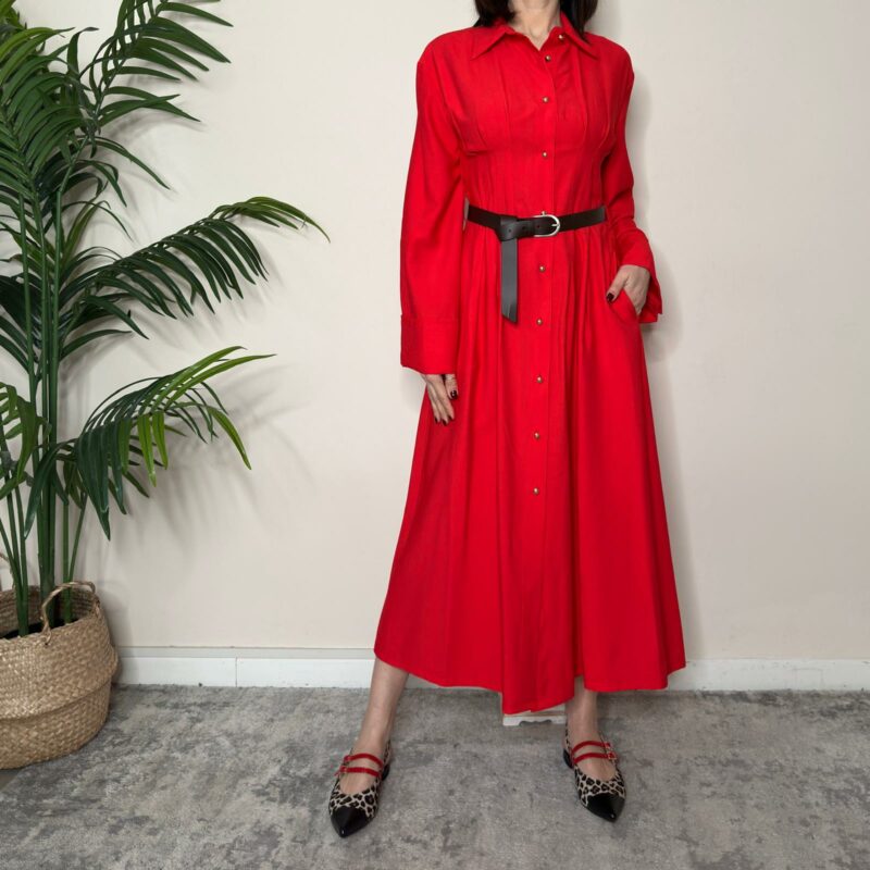 HAVEONE - Abito chemisier rosso