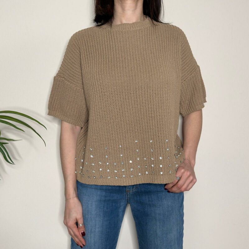 VICOLO - Maglia strass cammello