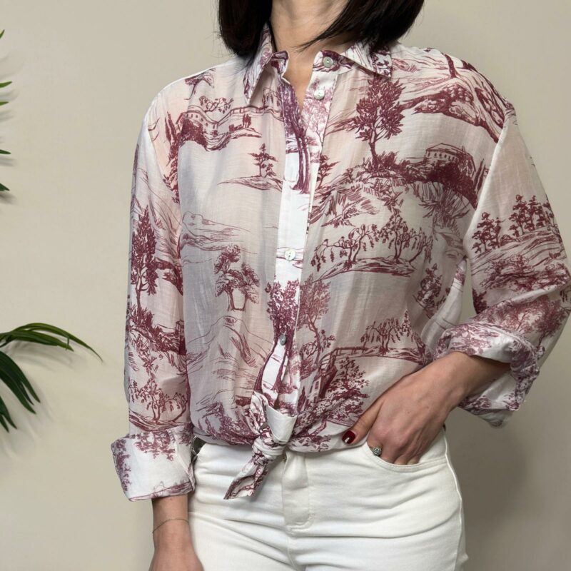 TENSIONE IN - Camicia fantasia bordeaux