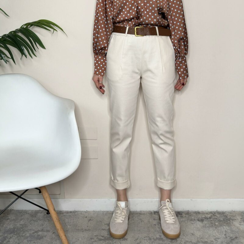 SUSY MIX- Pantalone cotone bianco