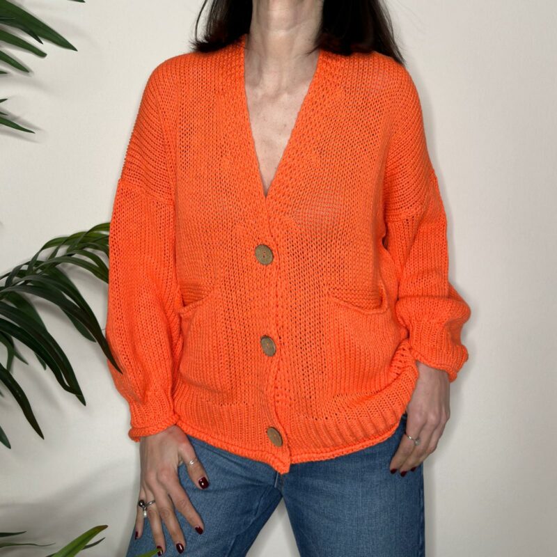 HAVEONE - Cardigan corto tasche arancio
