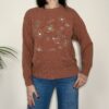 VICOLO – Maglia scritte ricamate cognac