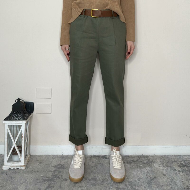 SUSY MIX- Pantalone cotone verde militare
