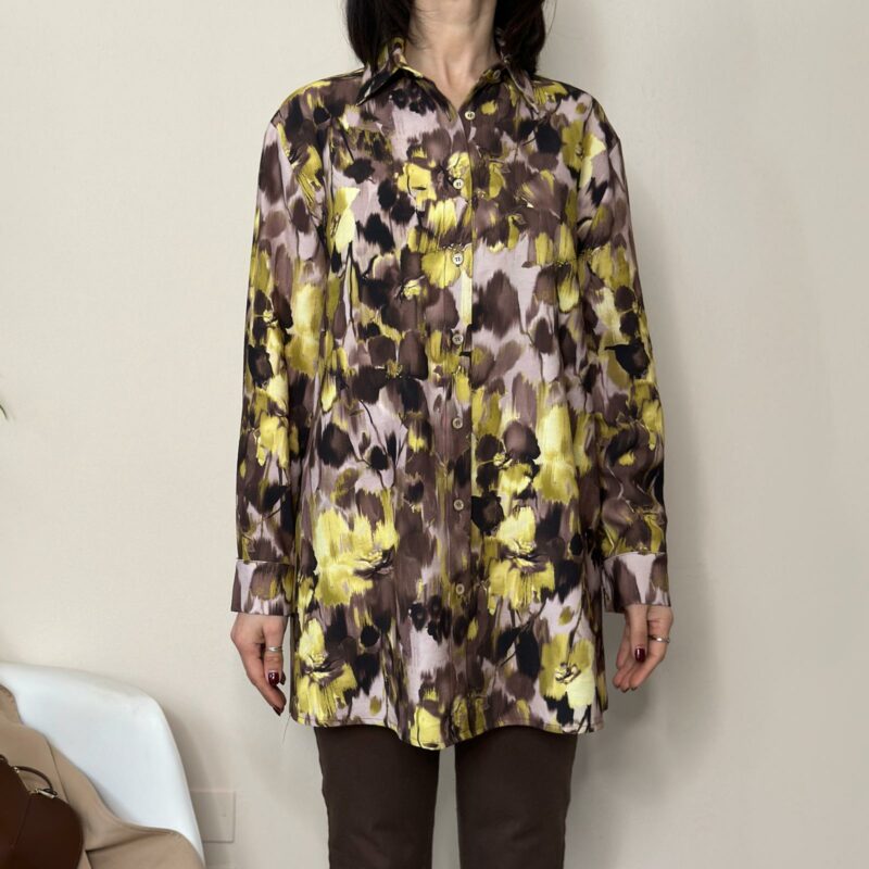 VICOLO - Camicia lunga fiori gialli