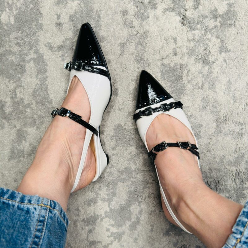 Slingback bianca e nera