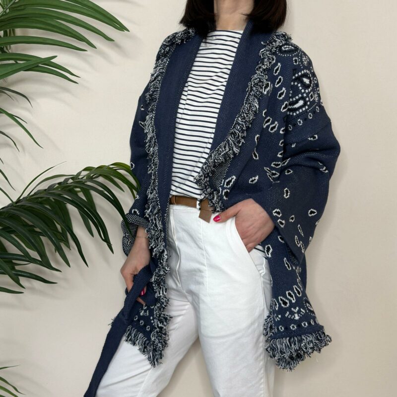 TENSIONE IN - Cardigan bandana con cintura blu