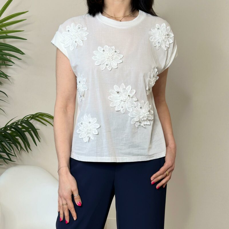 TENSIONE IN - T-shirt fiori applicati