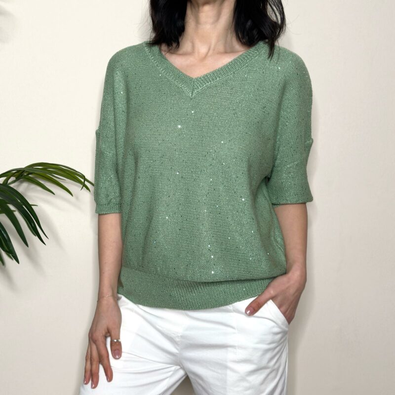 BLUE JOINT - Maglia scollo V verde