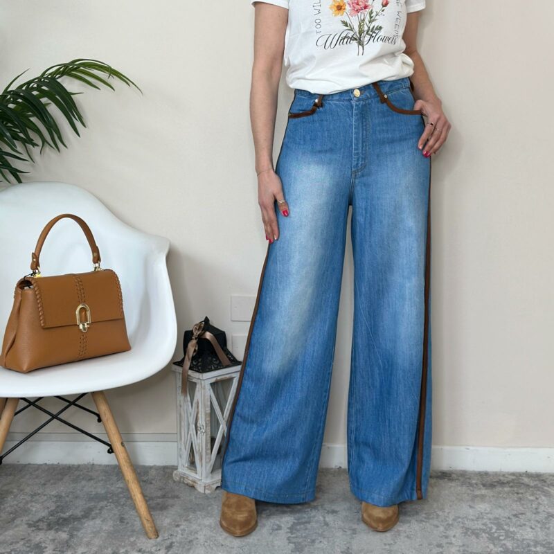 TENSIONE IN - Jeans palazzo banda laterale