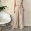 TENSIONE IN – Pantalone a palazzo con fusciacca beige