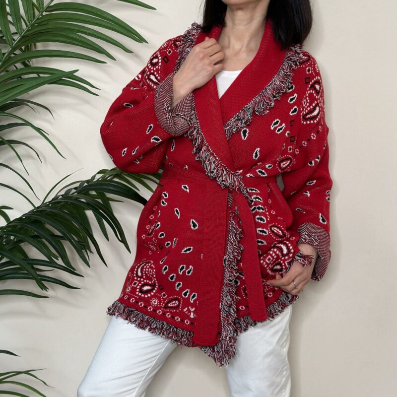 TENSIONE IN - Cardigan bandana con cintura rosso
