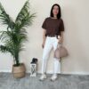 BLUE JOINT – Blusa ricamata moka