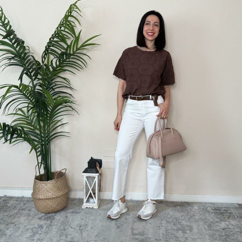 BLUE JOINT - Blusa ricamata moka