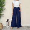 HAVEONE – Pantalone palazzo gessato blu