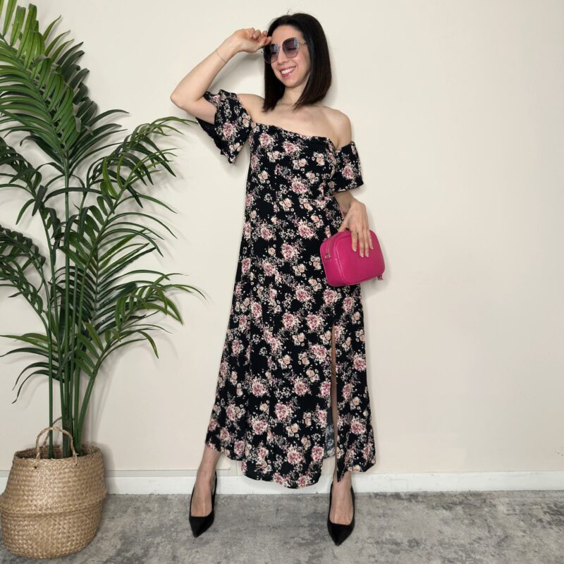 VICOLO - Abito fiori scollo shiffer