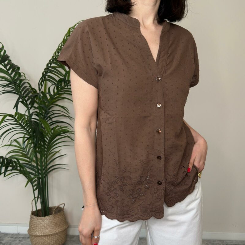 BLUE JOINT - Camicia dettaglio sangallo