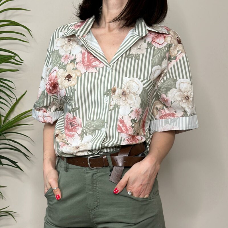 HAVEONE - Camicia righe verde