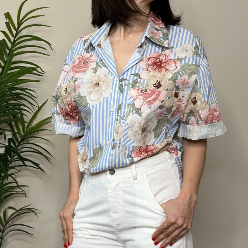 HAVEONE - Camicia righe azzurra