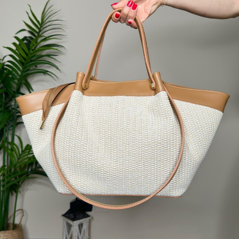 Borsa pelle e rafia