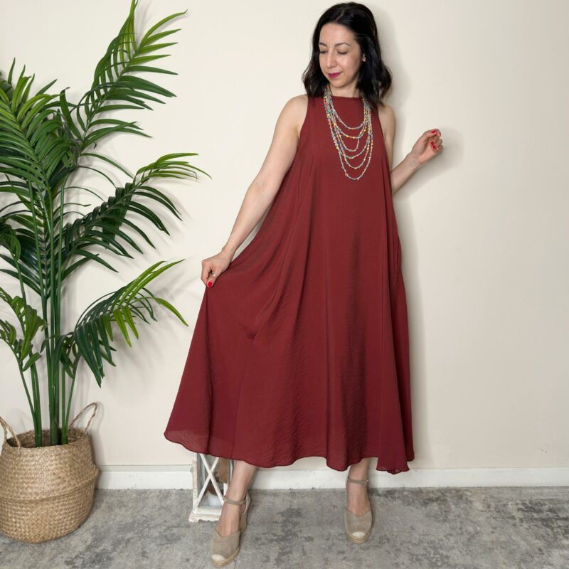 SUSY MIX - Abito ampio rosso india con tasche