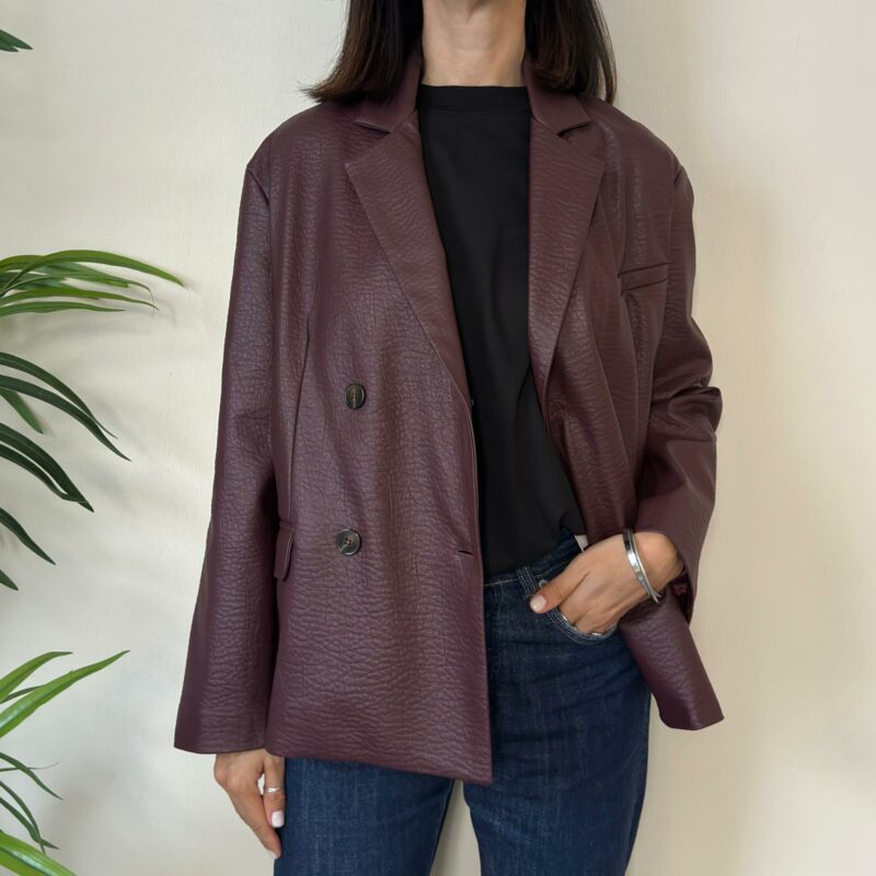 TENSIONE IN - Giacca doppiopetto similpelle bordeaux