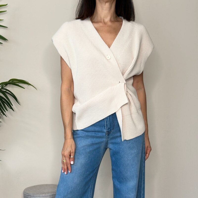 HAVEONE - Gilet punto pannocchia panna