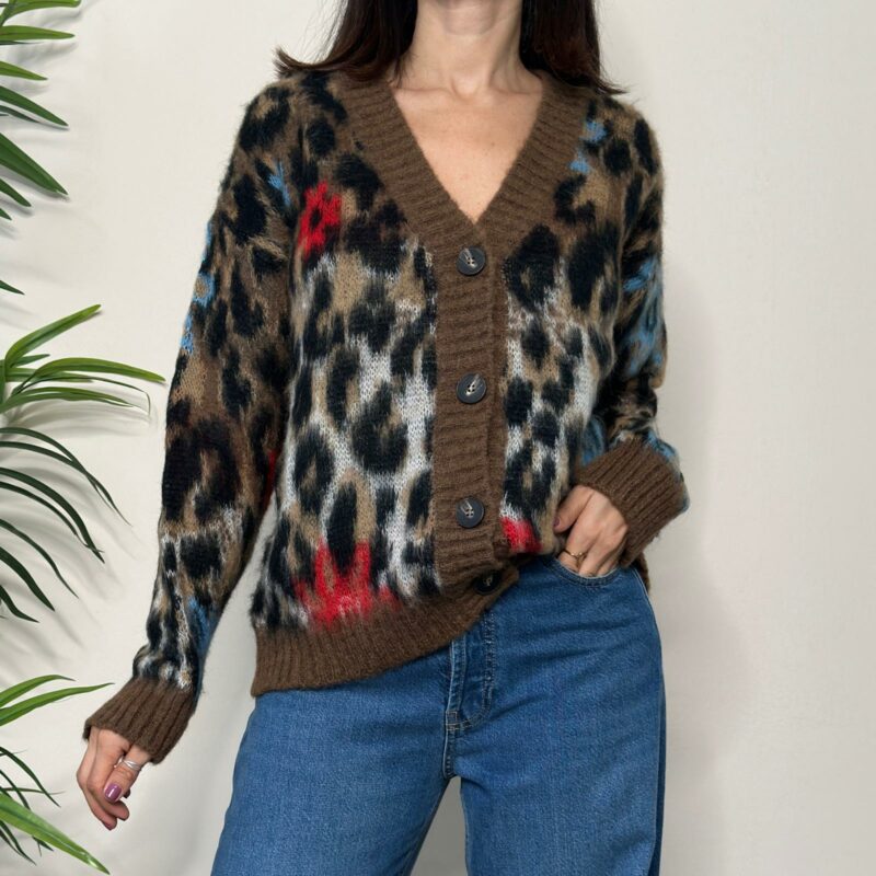 TENSIONE IN - Cardigan maculato rosso