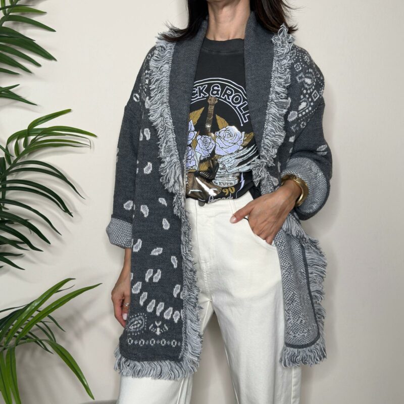 TENSIONE IN - Cardigan alanui bandana grigio