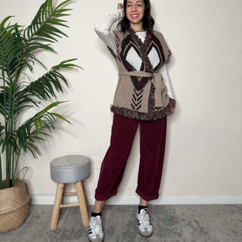 TENSIONE IN - Pantalone ovetto coste bordeaux