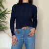 BLUE JOINT – Maglia treccia e paillettes blu