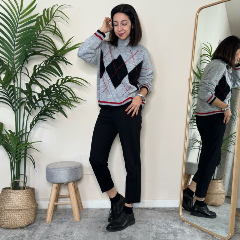 HAVEONE - Maglia rombi grigia