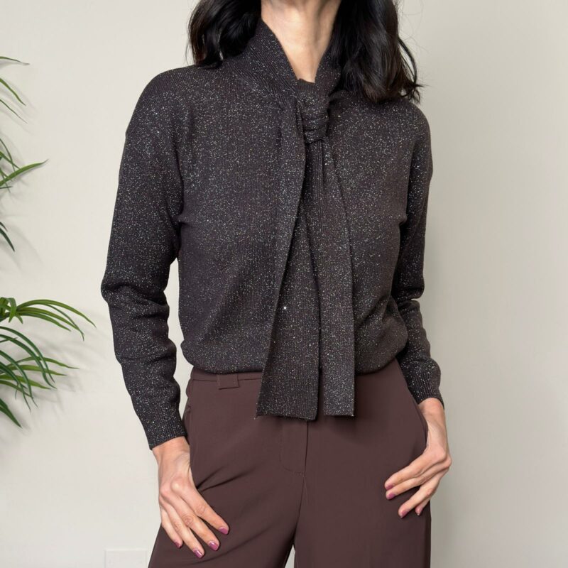 SUSY MIX - Maglia paillettes caffè