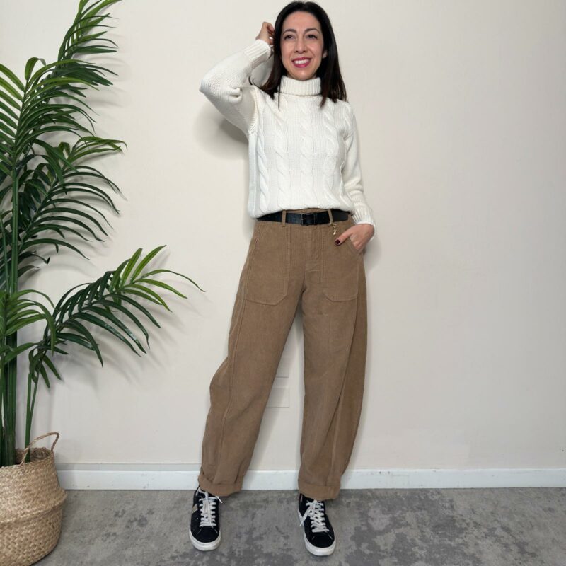 SUSY MIX - Pantalone velluto cammello