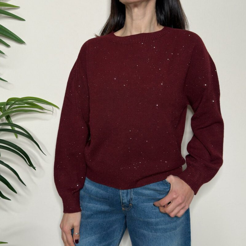 HAVEONE - Maglione paillettes bordeaux