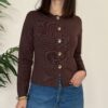 BLUE JOINT – Cardigan cioccolato bottone gioiello