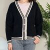 BLUE JOINT – Cardigan nero profilo rosa