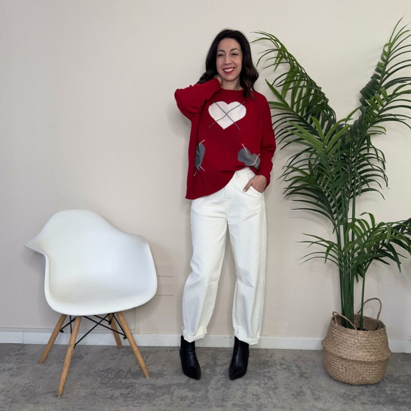 BLUE JOINT - Maglione over cuori rosso