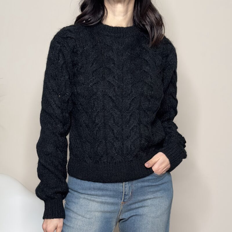 TENSIONE IN - Maglia trecce mohair nero