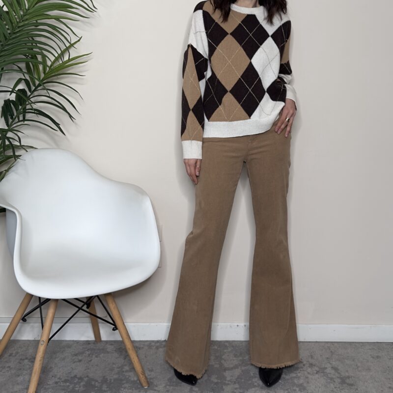 TENSIONE IN - Pantalone zampa cammello