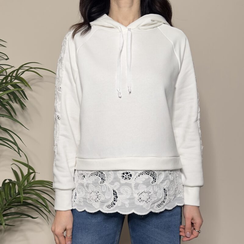 HAVEONE - Felpa bianca pizzo