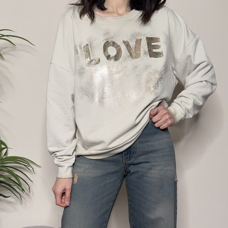 HAVEONE - Felpa LOVE grigio perla